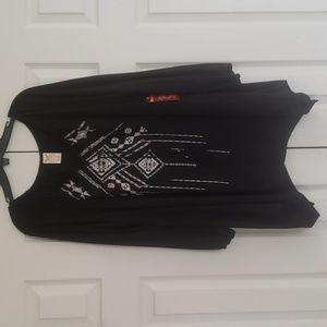 Faded Glory Women's Plus Size Semi-Fancy/Casual Embroidered Hi/Lo Top